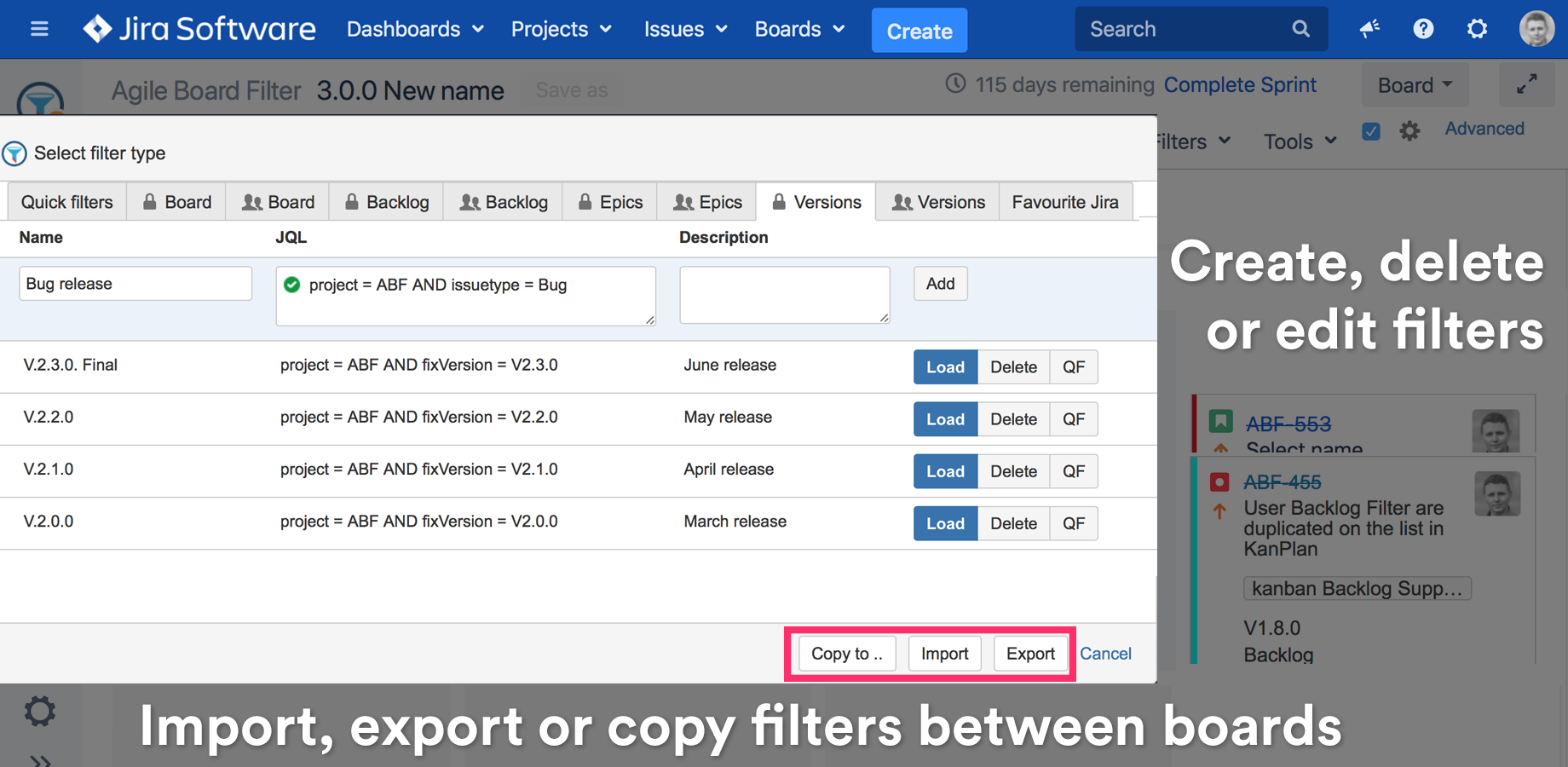 Advanced filter manager
