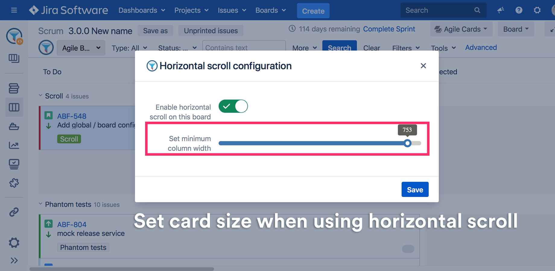 Adjustable card size