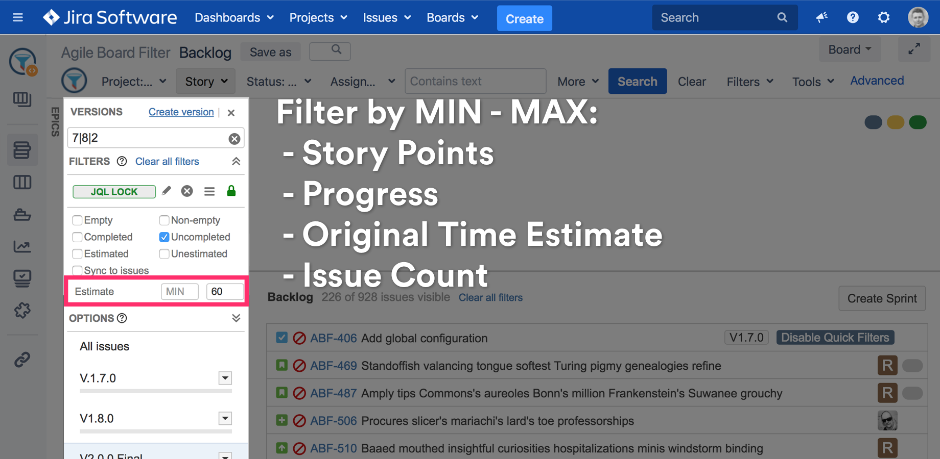 Estimate Min - Max filters
