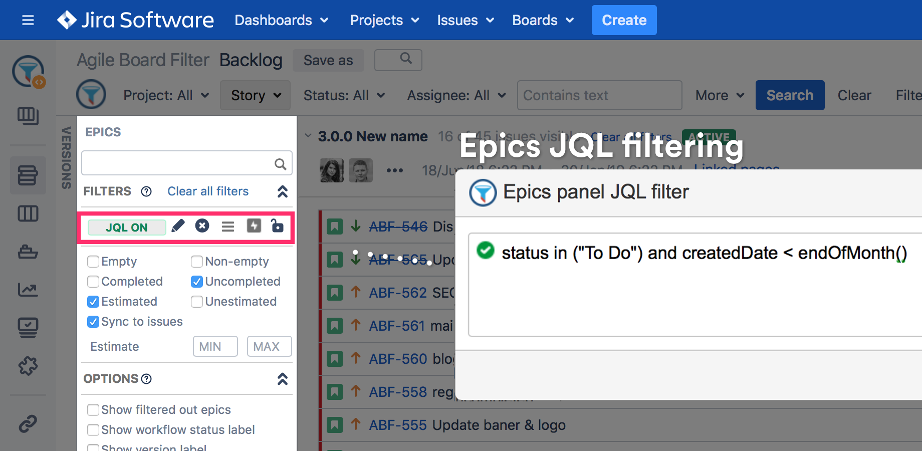 Jira Add Ons Agile Tools And Filters For Jira Software